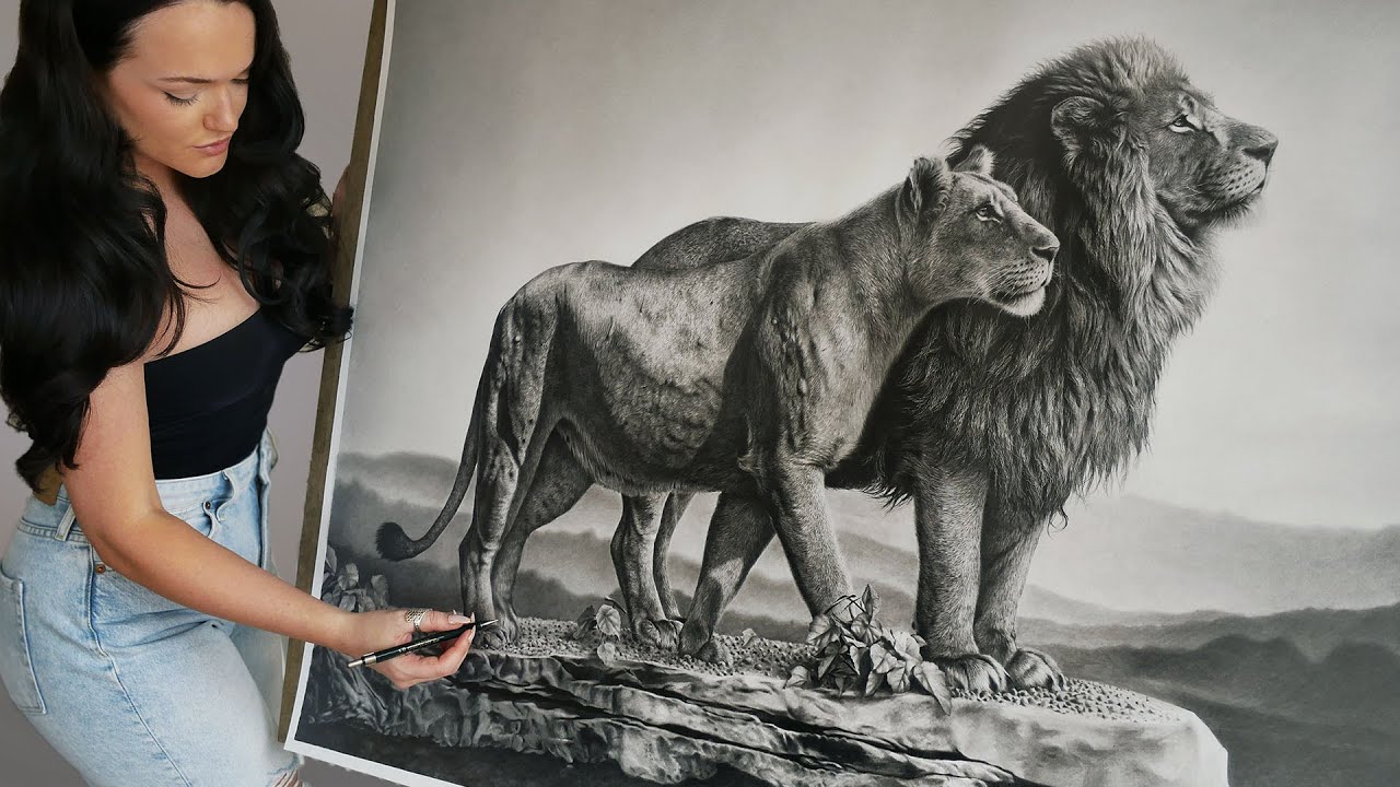 How to Draw Lions in Graphite Pencils | Fur, Mane & Tips