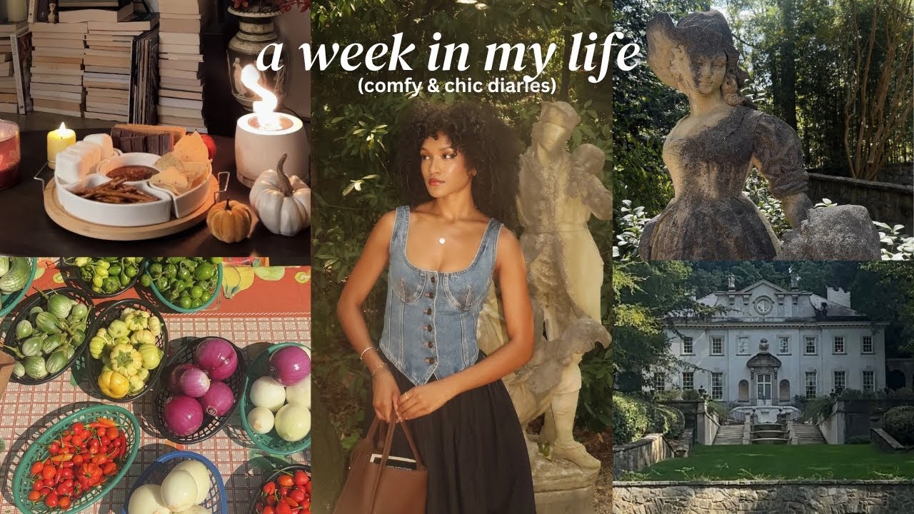 VLOG: romanticizing fall, garden exploring, cozy home date night, farmer's market in atl