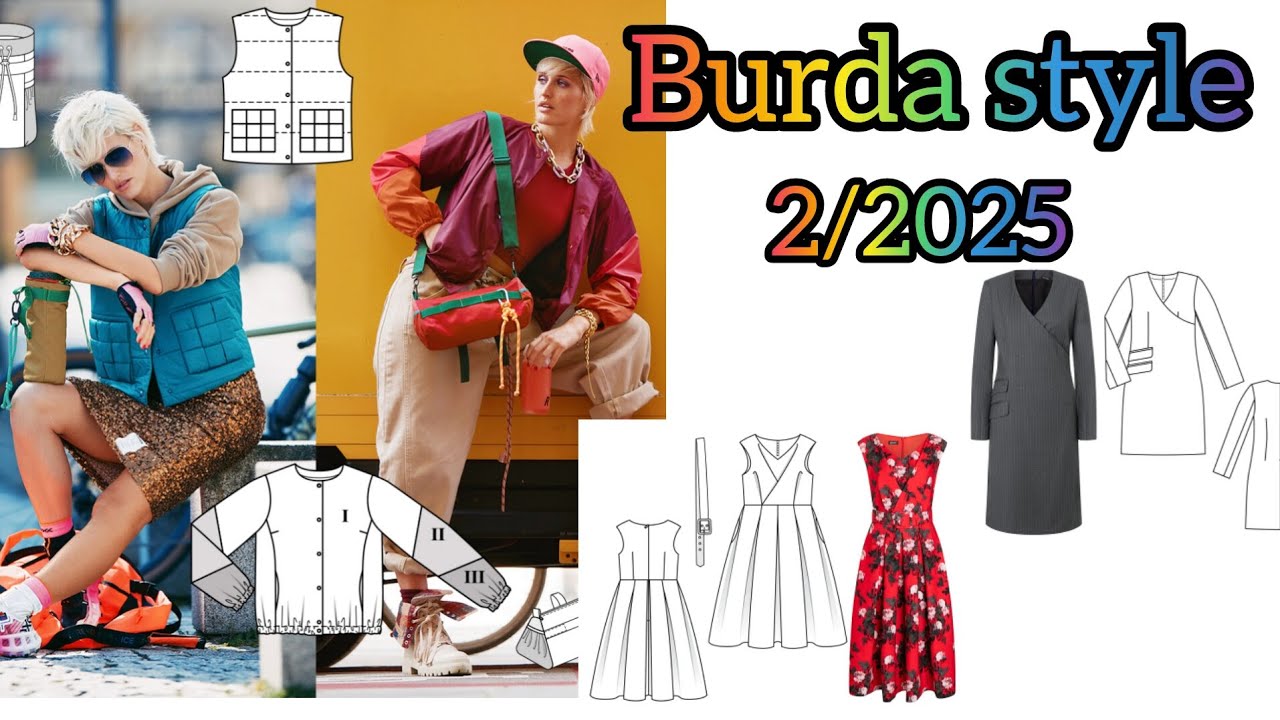 Burda style 2/2025, full preview and complete line drawing