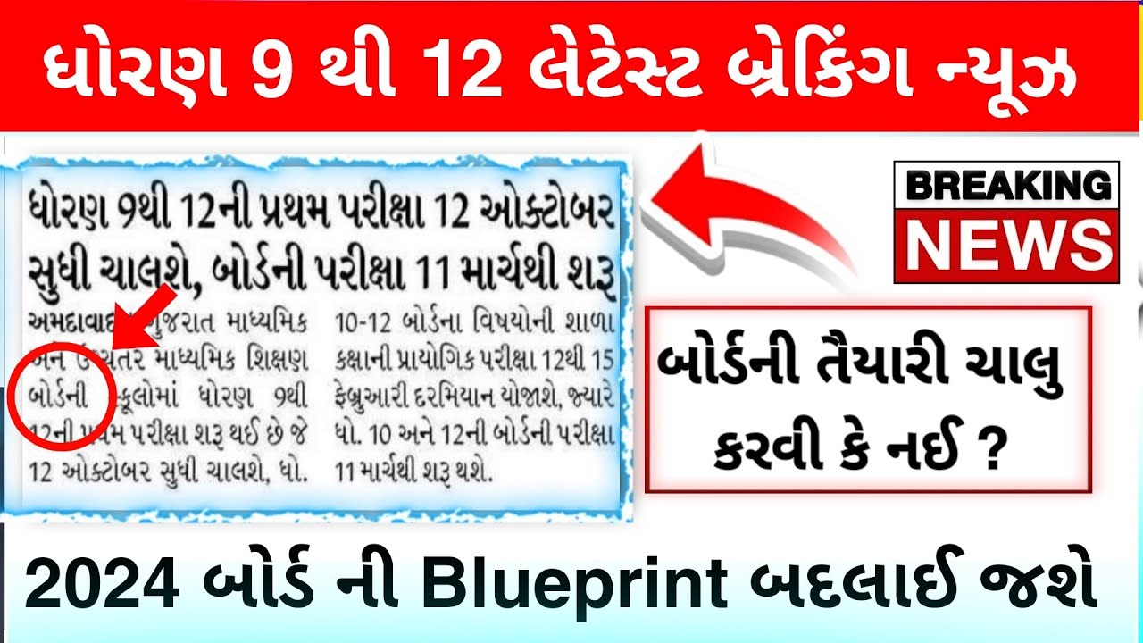 Std 9 to Std 12 latest news | Gujarat Board Exam March 2024 | GSHEB New blueprint declared? #gsheb