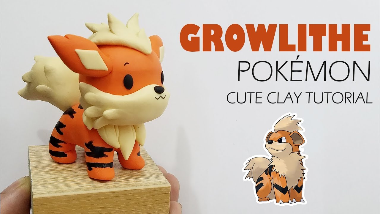 EP23: How to sculpt Growlithe from clay in cute version - Pokemon clay tutorial - Pokemon clay art