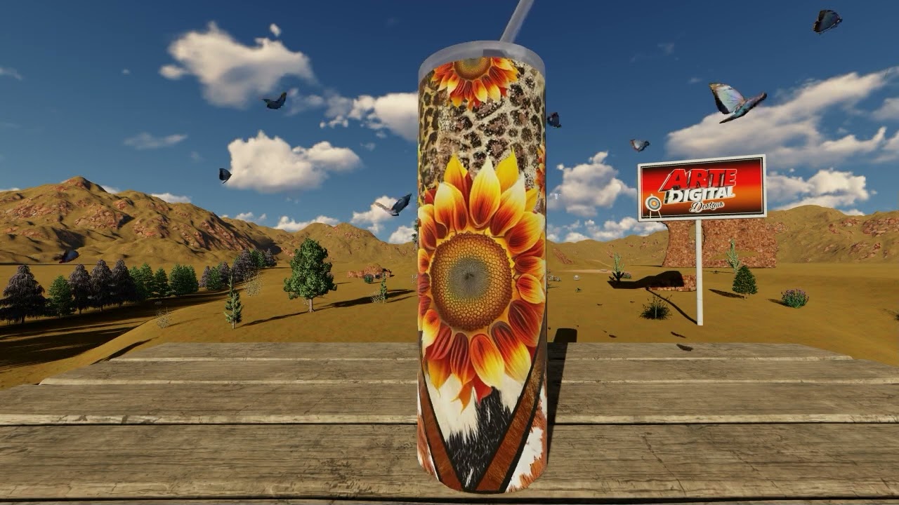 Sunflower Cowhide Tumbler Wrap, Cow Print Country Sublimation Design, Rustic Western Tumbler PNG