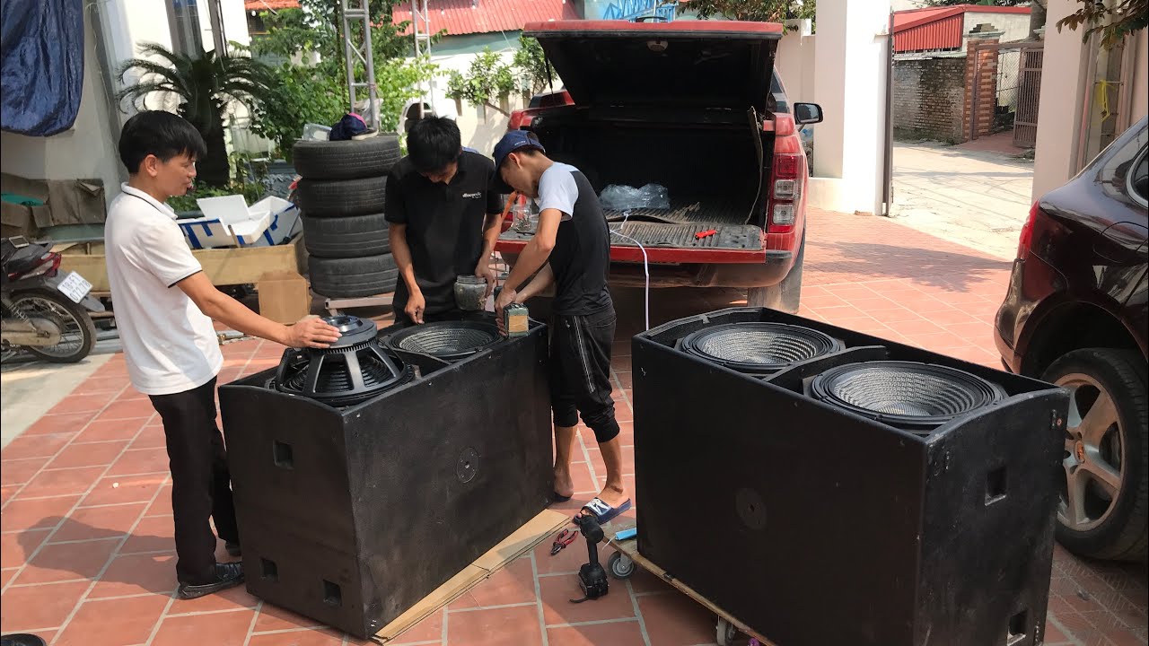 N&acirc;ng cấp sub k&eacute;p coil 100 l&ecirc;n 125 c&aacute;c bon nện nhạc s&agrave;n , ch&uacute; Thắng - Lục Nam - Bắc Giang. DVH Audio
