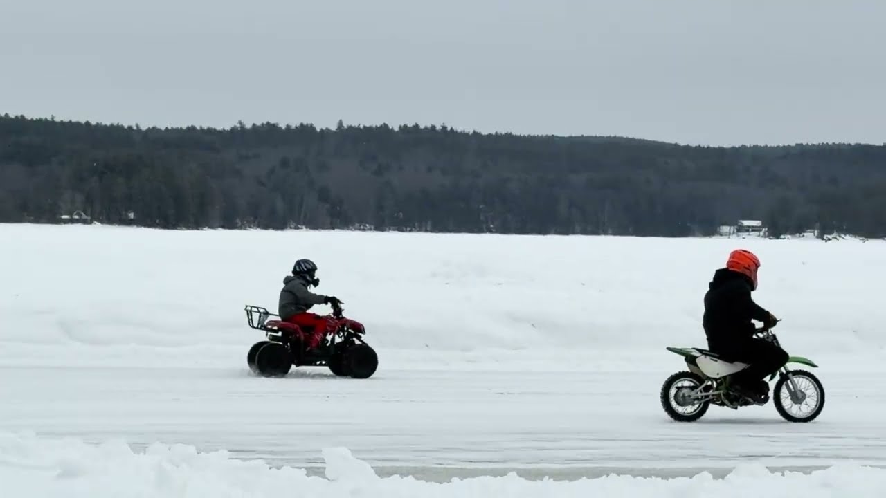 🇺🇸🧊🏁ATV vs Dirt Bike 2026 Ice Racing, Northwood Lake Ice Racing Association, NH 