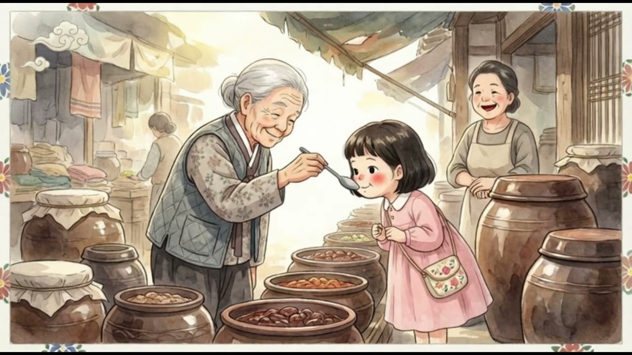 Korean Traditional Market at Dawn 🌅 Cozy ASMR Animation | Grandmother & Granddaughter