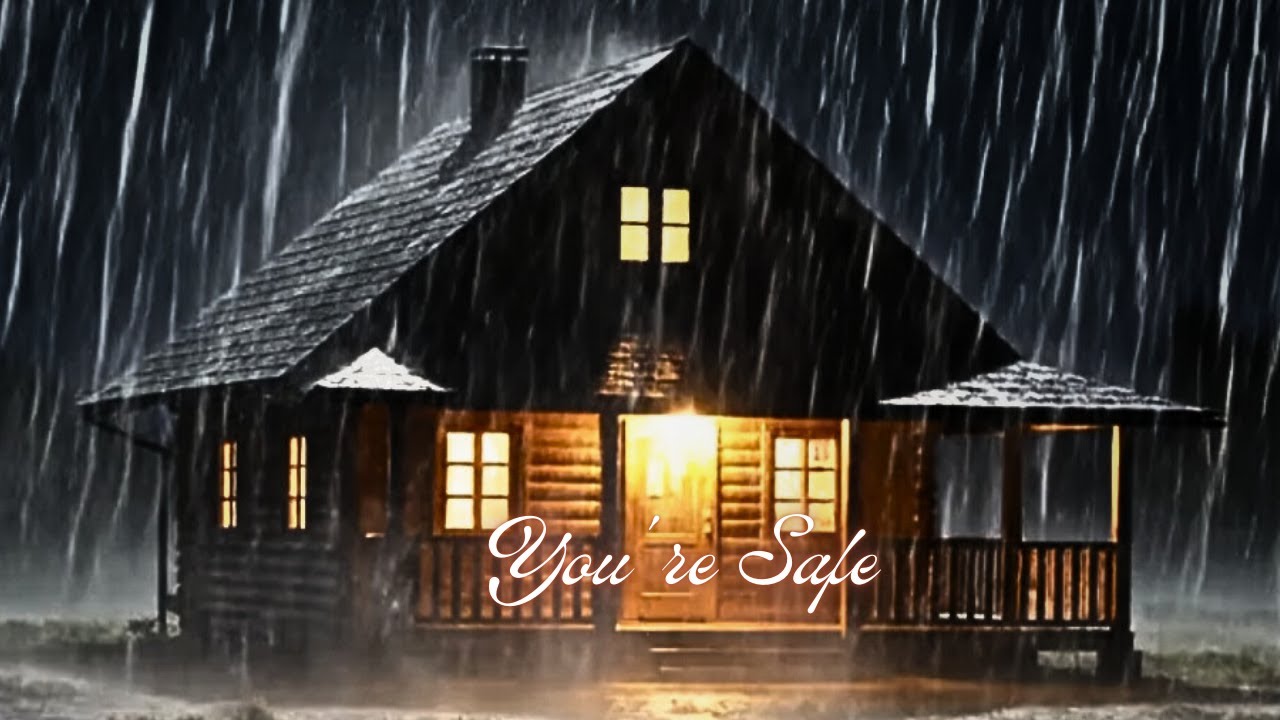 8 Hours of Heavy Rain in a Cozy Rural Cabin for Anxiety Relief and Sleep