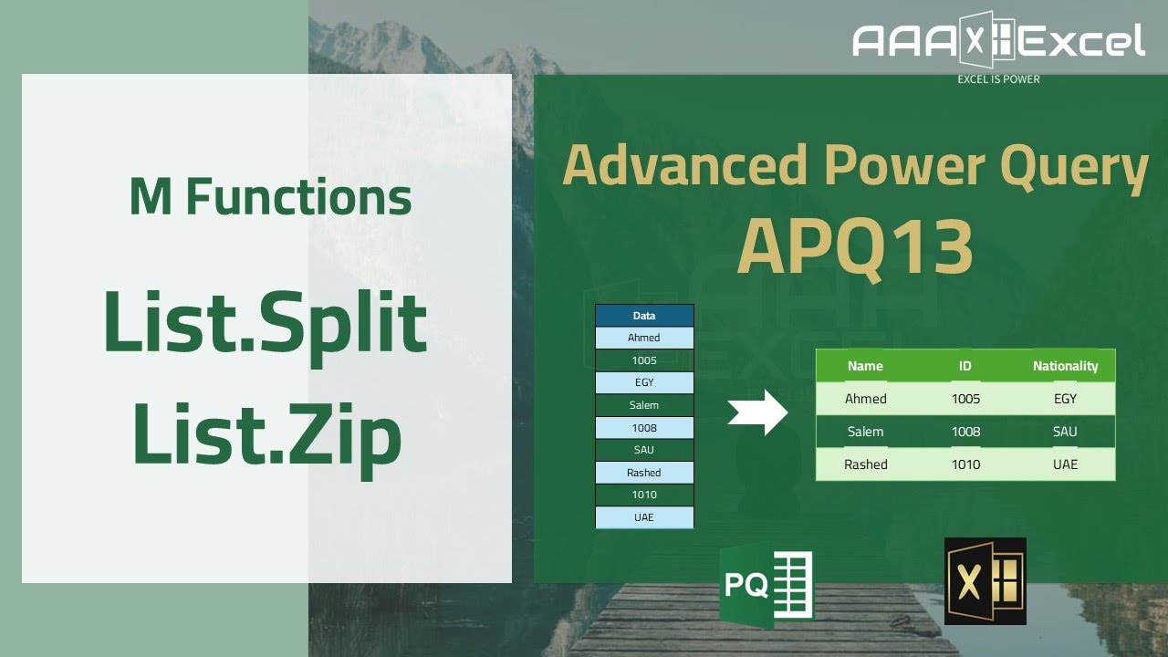 APQ13 | M-Code Functions | List.Split | List.Zip | Advanced Power Query