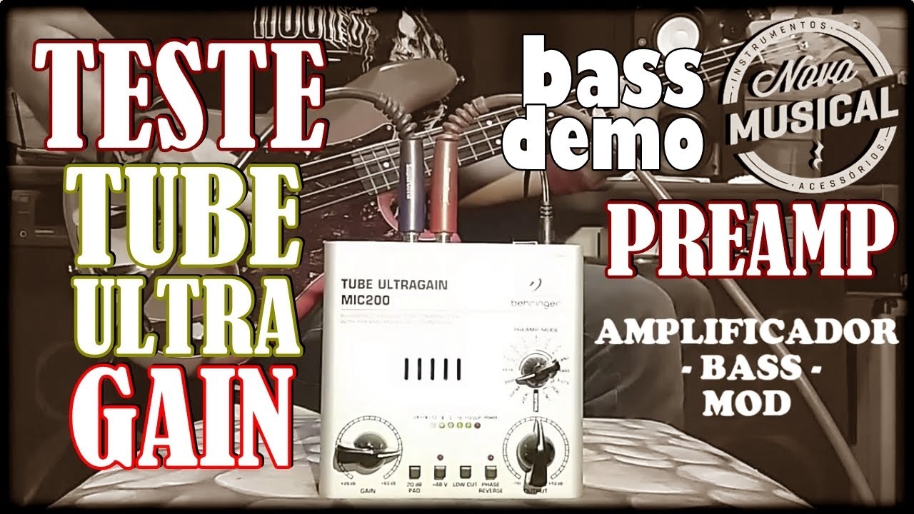 Como usar o Behringer TUBE Ultra Gain MIC 200 no Baixo / Preamp Direct Box DI