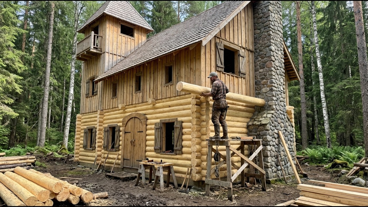 A Man Builds A Sustainable Cabin In The Woods | From Start to Finish by @andersboisentinyhouse​