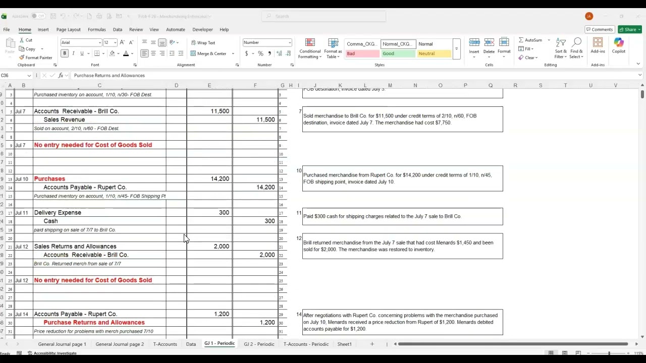 Merchandising entries - Periodic Method