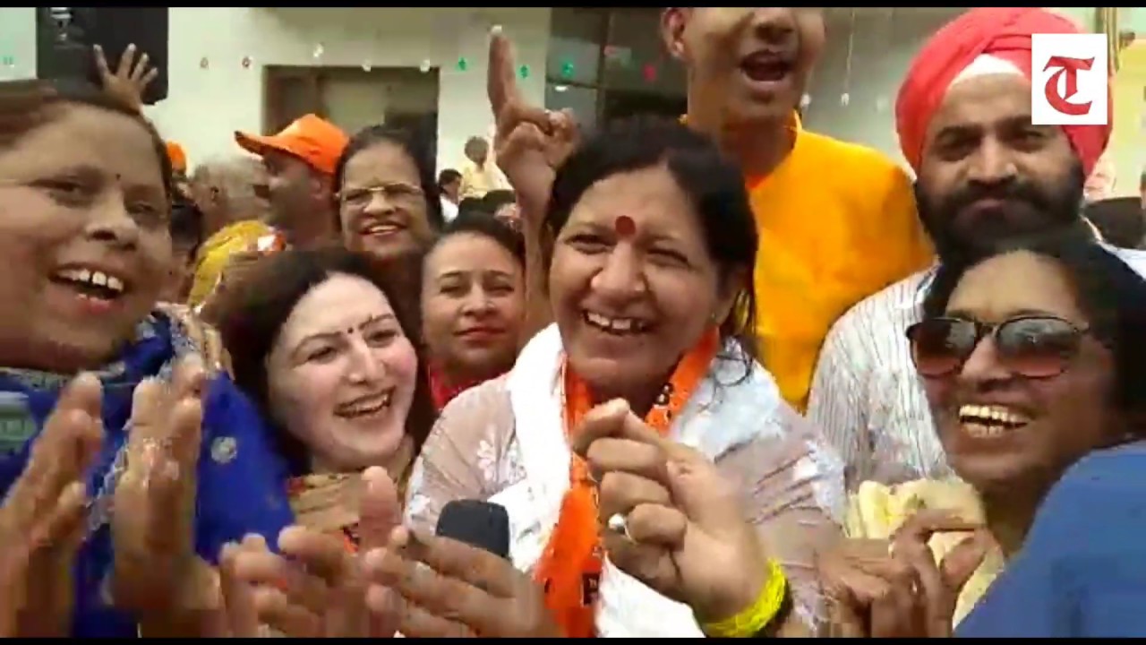 Chandigarh: BJP party workers celebrate party's resounding victory in Lok Sabha polls