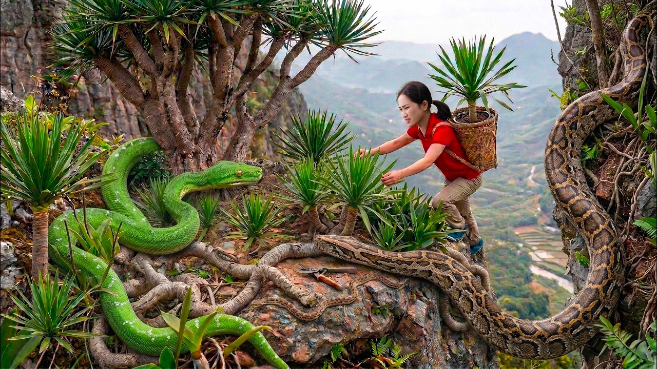 Harvesting the World’s Most Dangerous Plant To Sell – Giant Pythons Lurking on a Deadly Cliff
