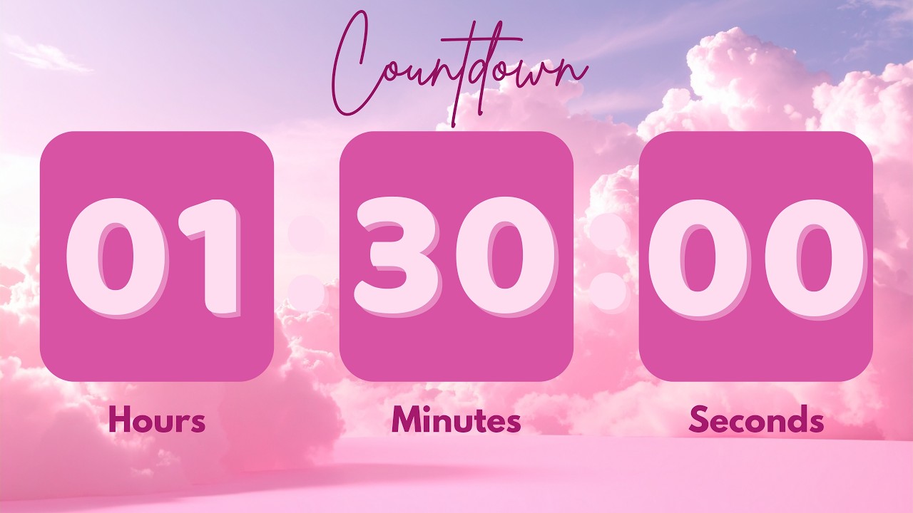 🌸 1 Hour 30 Minutes Silent Timer | Cute Ending Alarm | Pastel Pink Aesthetic | Study & Focus 🌟 4K