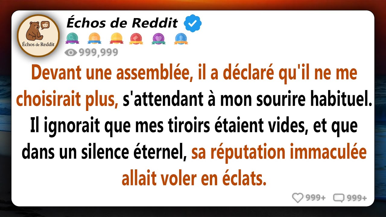 Mon mari a dit qu'il ne me choisirait plus jamais – alors je me suis levée de ma chaise et je suis..