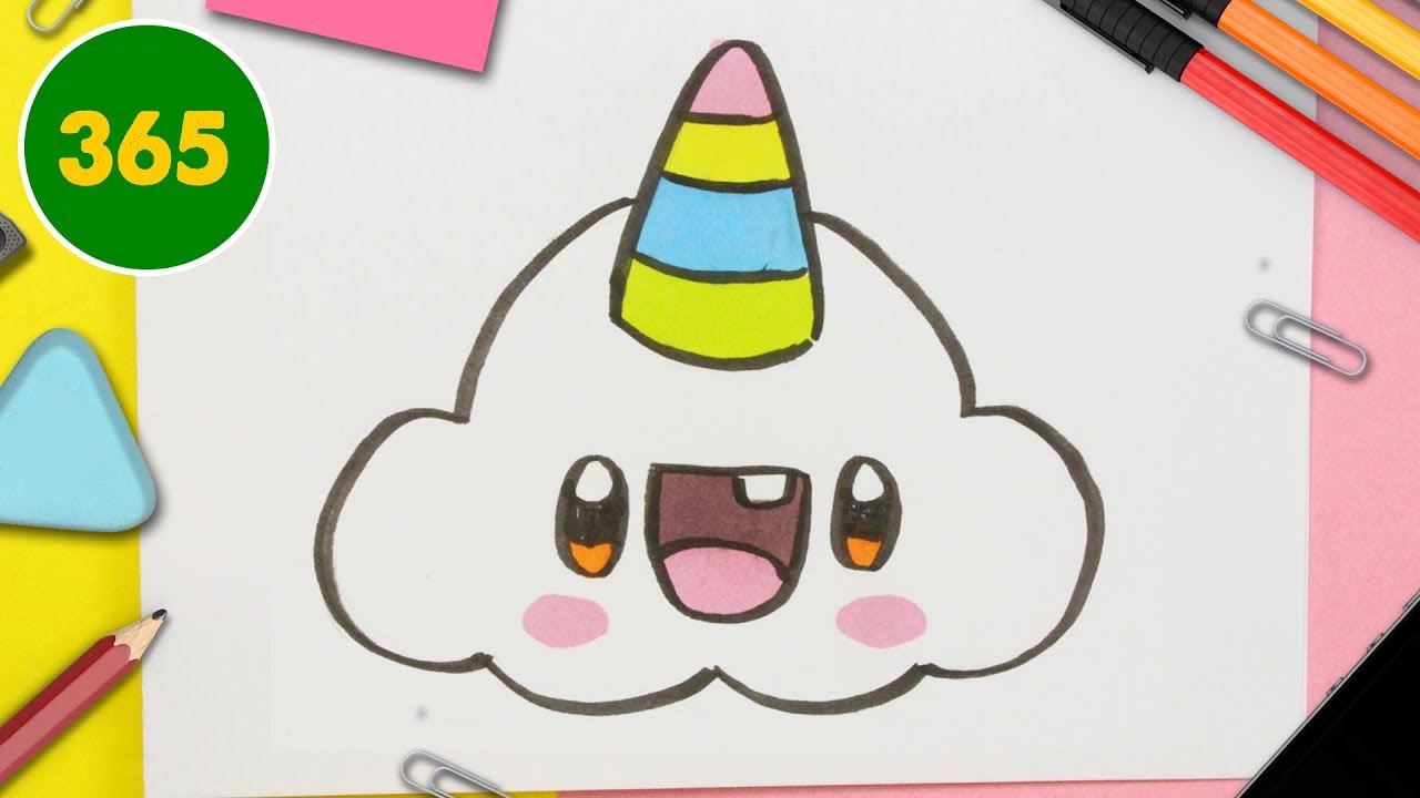 COME DISEGNARE Nuvola di Unicorno Kawaii - COME DISEGNARE UN UNICORNO