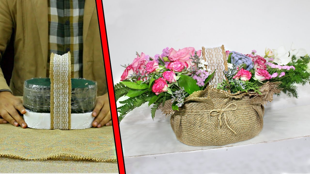 Best Out Of Waste Idea, Rice Sacks Flower Vase. vase flower arrangements