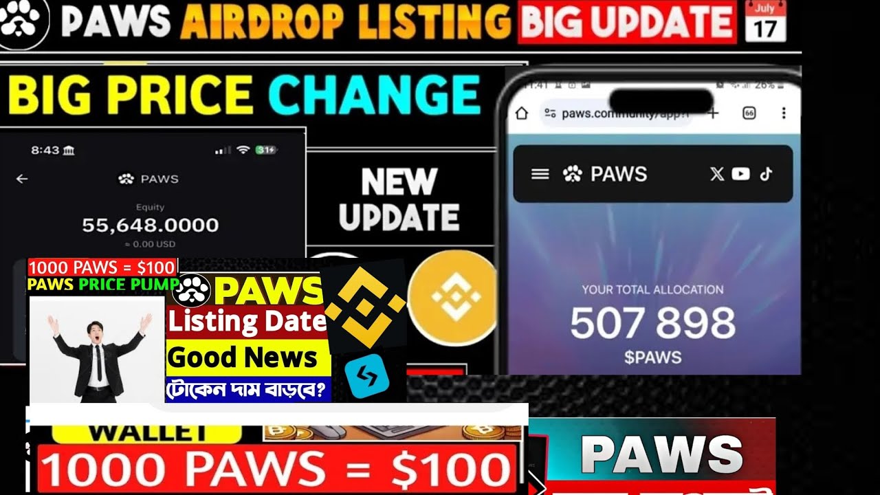 Paws Listing update Today  | Paws Airdrop Price Prediction | Paws Airdrop New Update | Paws New Task