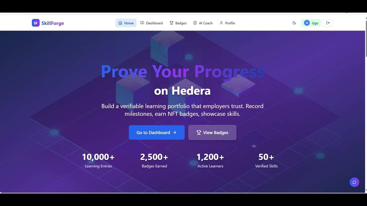 SkillForge Demo &ndash; Immutable Learning Tracker Built on Hedera