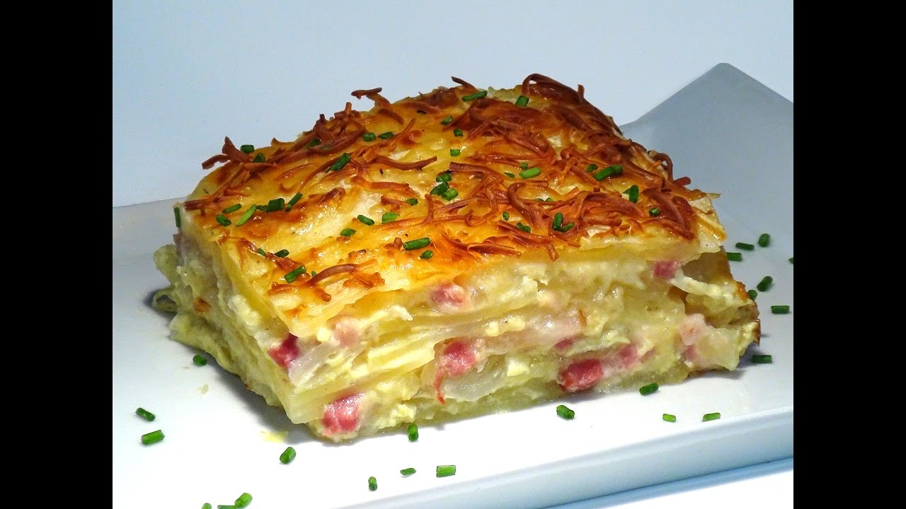 Receta Patatas al gratén con cebolla, bacon y queso Manchego - Recetas de cocina. Loli Domínguez
