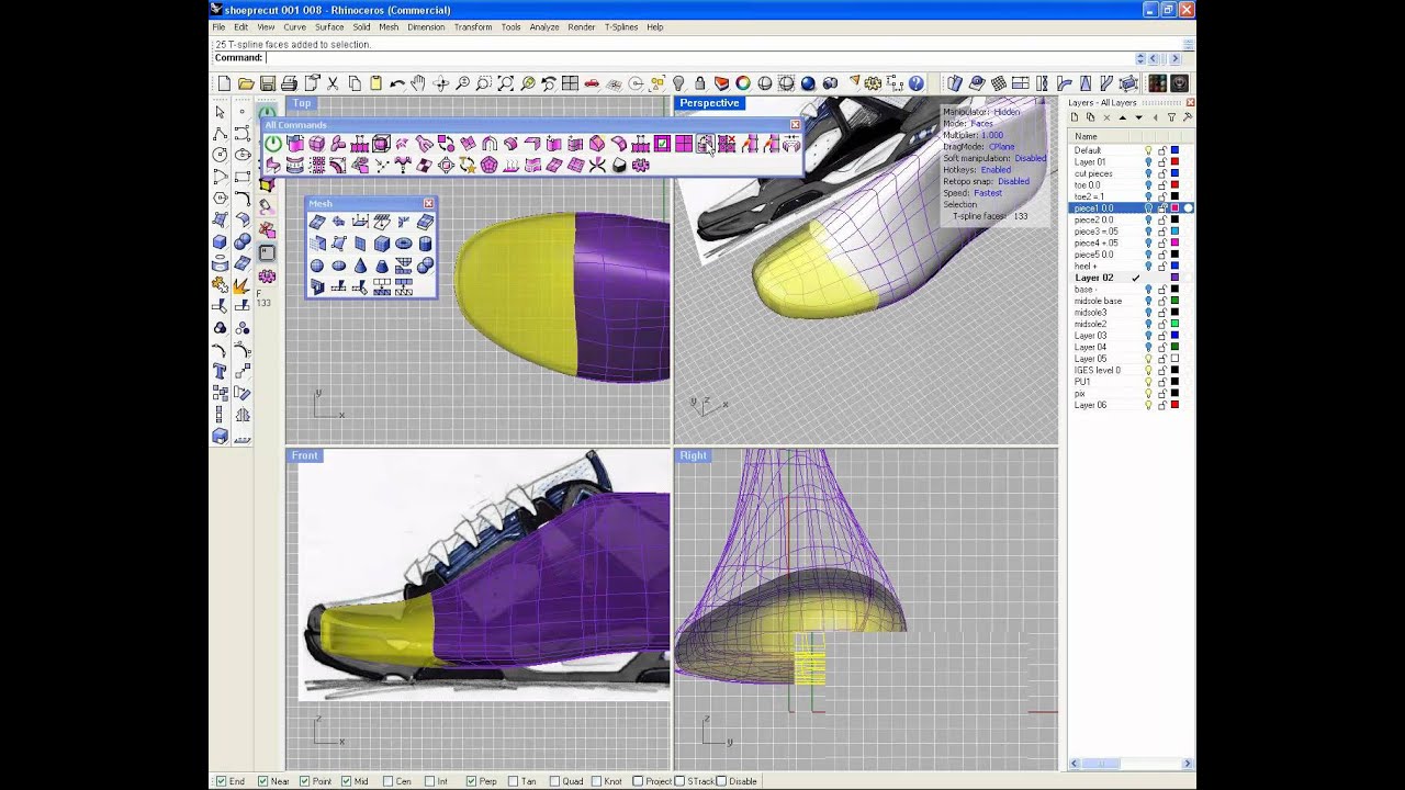 Footwear modeling with T-Splines 3.3 for Rhino