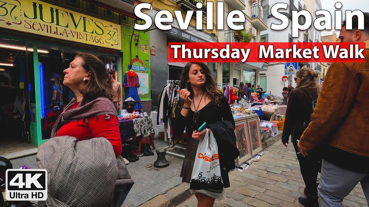 Oldest Flea Market in Europe! 🛍️ Seville 4K Walk Tour - Spain