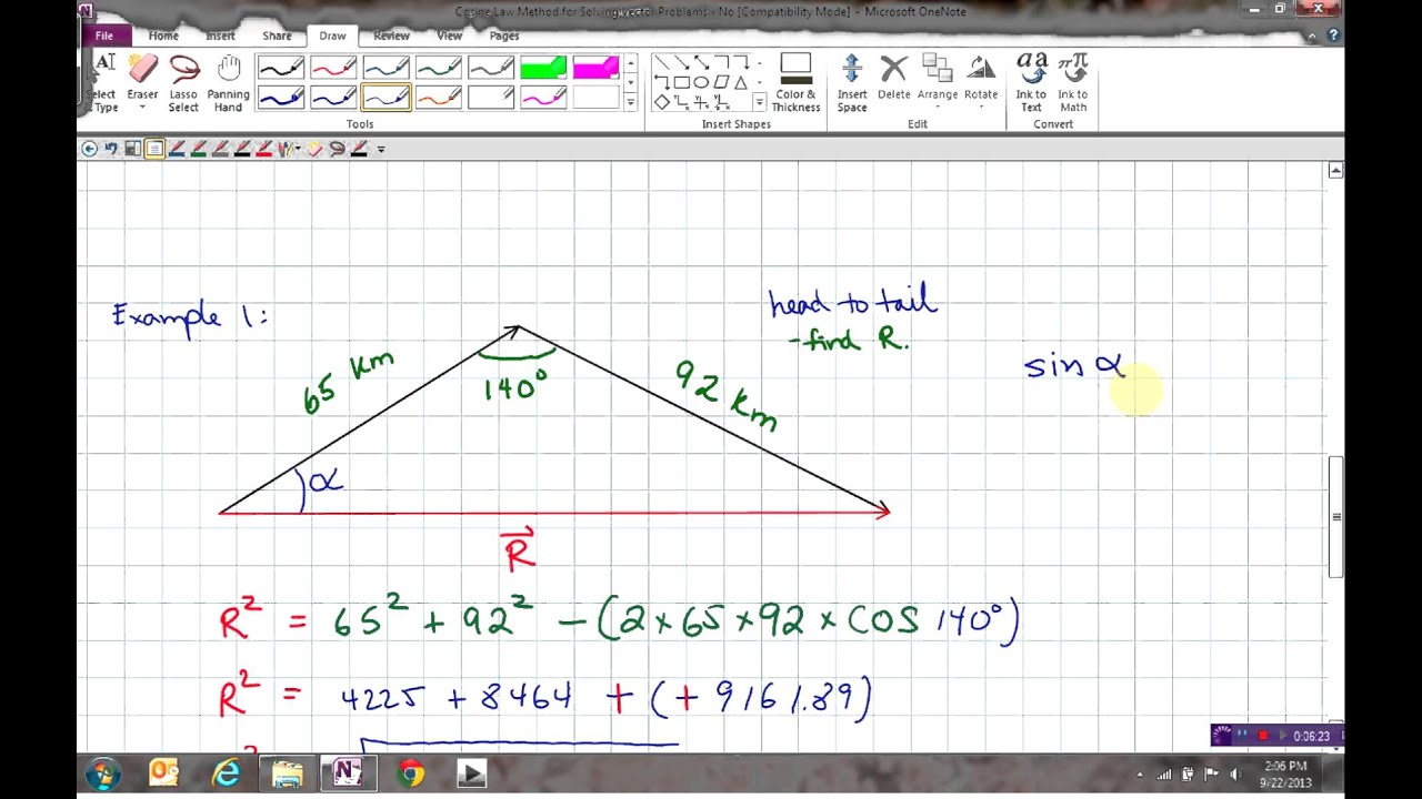 Cosine Law & Sine Law To Solve Vector Problems