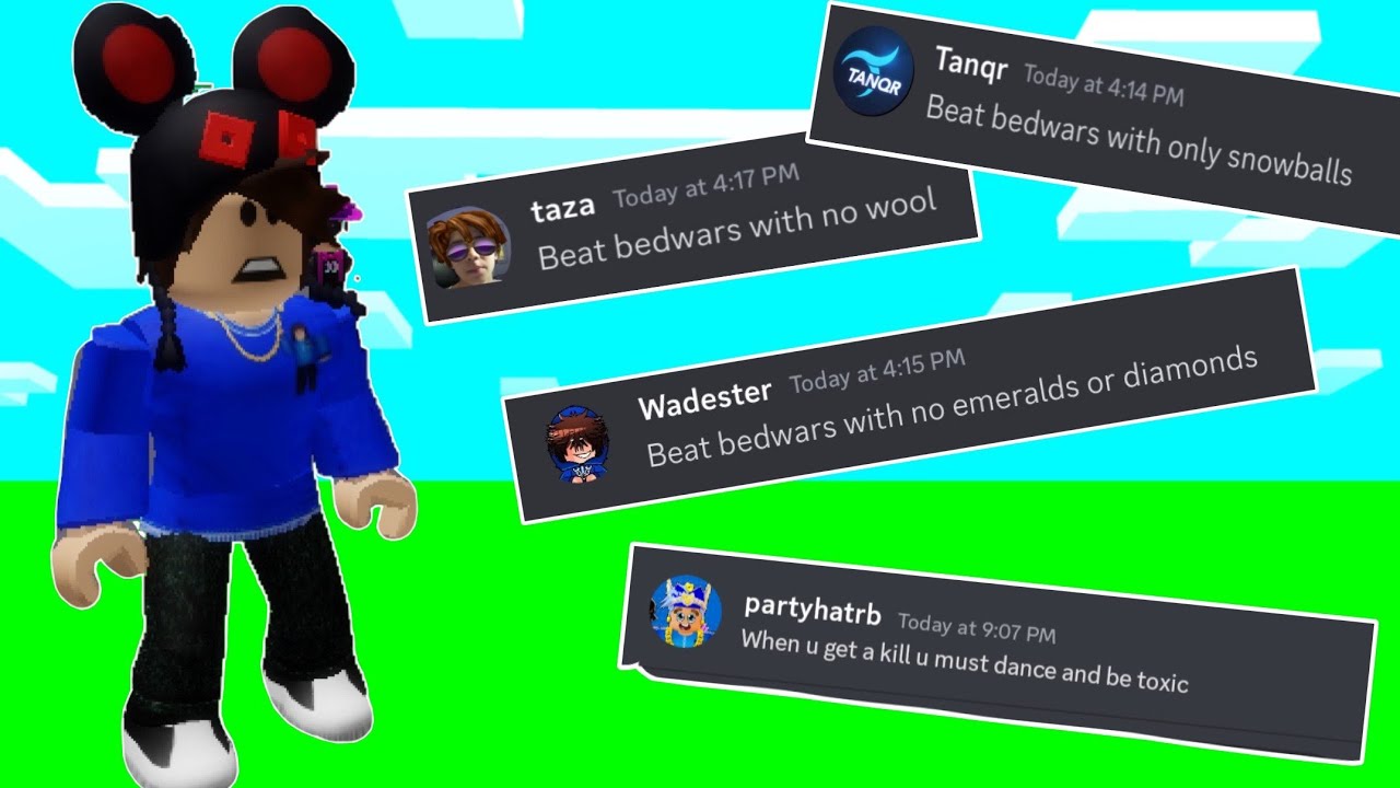 I Asked YouTubers For Roblox Bedwars Dares..
