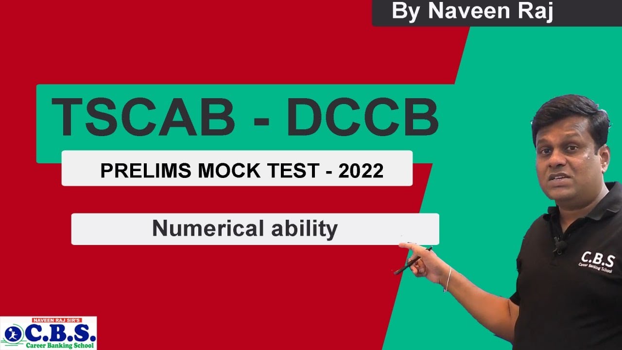 DCCB Model Test 1 Numerical Ability 2022||TSCAB DCCB||Bank Prelims||PO||CLERK||CBS INSTITUTE||