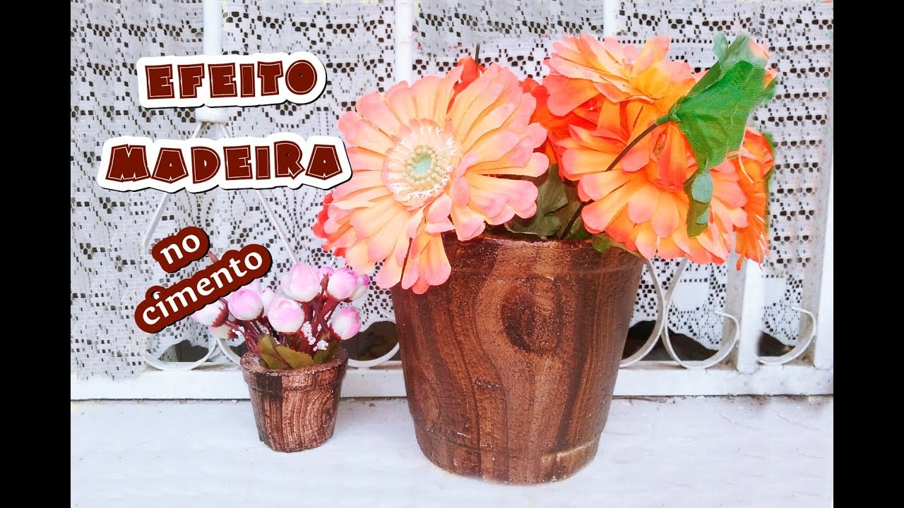 Efeito madeira no vaso de cimento