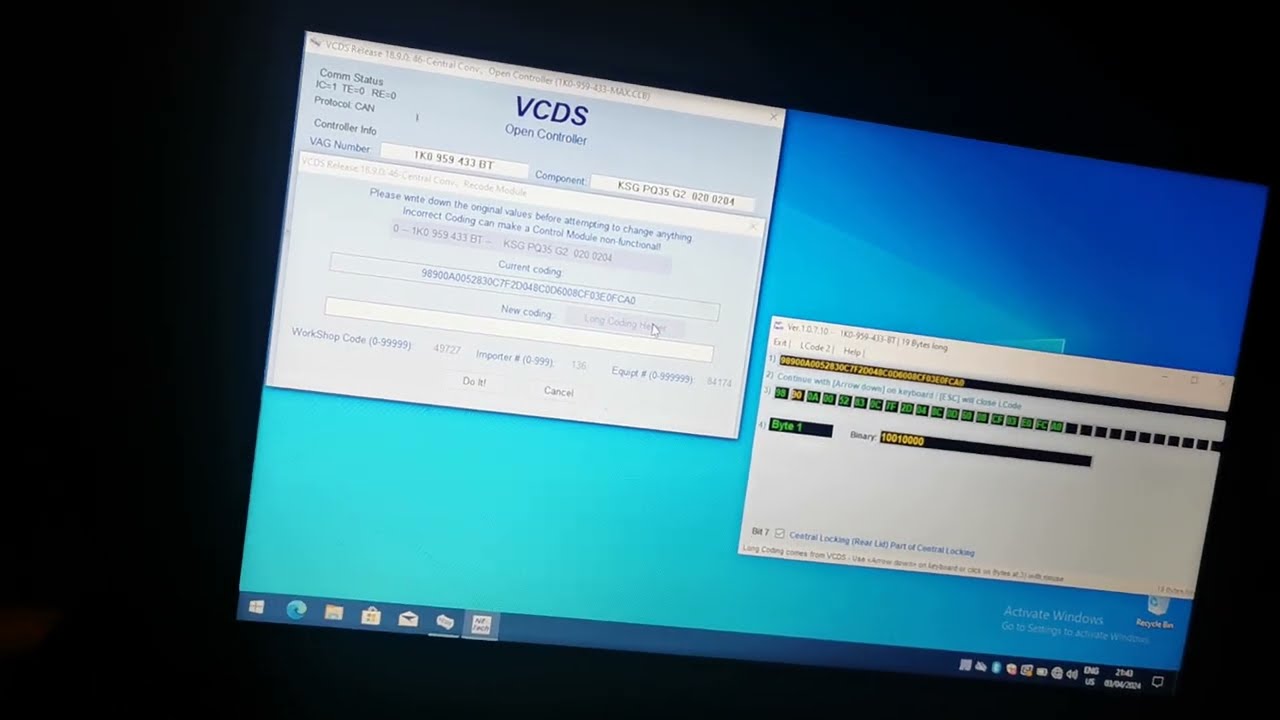 Codare Deschidere Portbagaj Din Cheie VCDS VAG Volkswagen