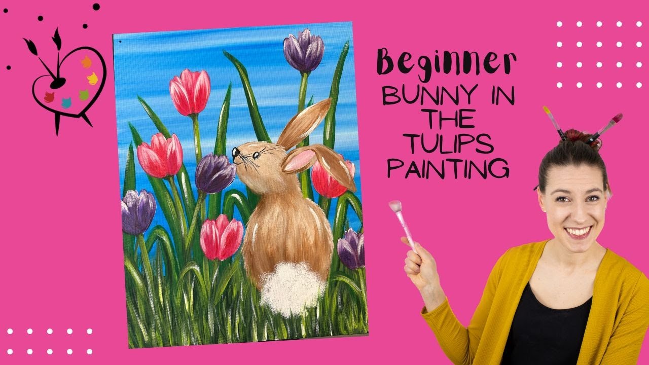 Beginner Bunny in the Tulips Painting