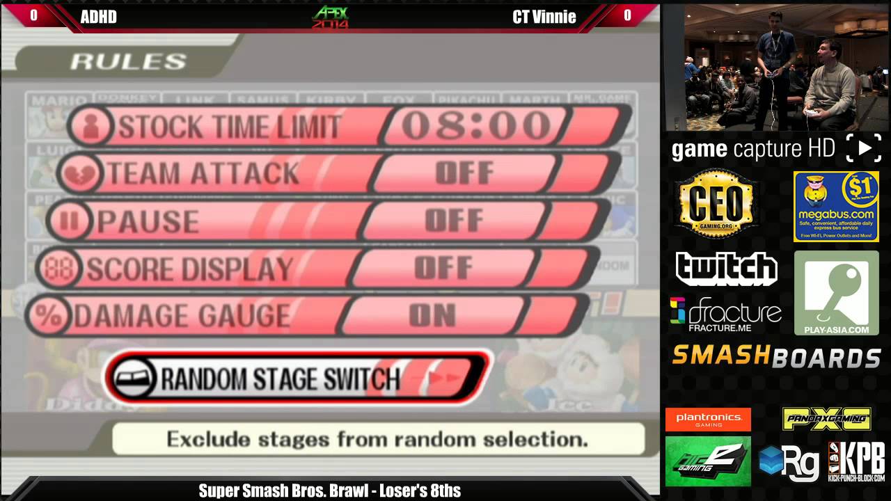 Super Smash Bros Brawl Top 8 ESAM vs CT ZeRo & ST ADHD vs CT Vinnie - Apex 2014 Tournament