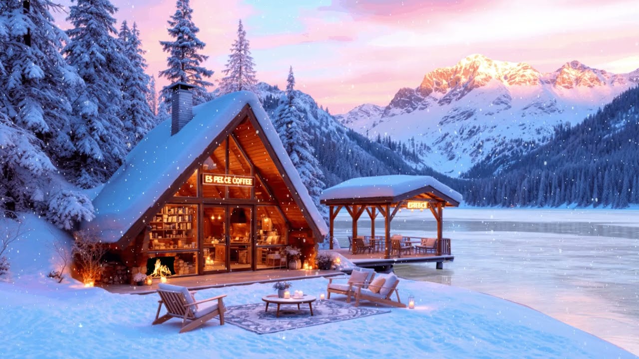Warm Coffee Shop Relaxing Jazz 🔥 Fireplace Ambience for Study Time