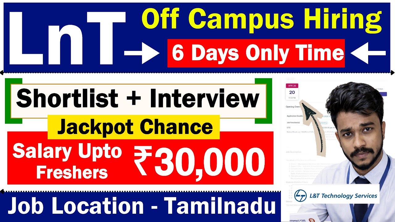 Предварительный отбор + собеседование ✅ Набор персонала LnT вне кампуса в 2026 году (на тамильско...