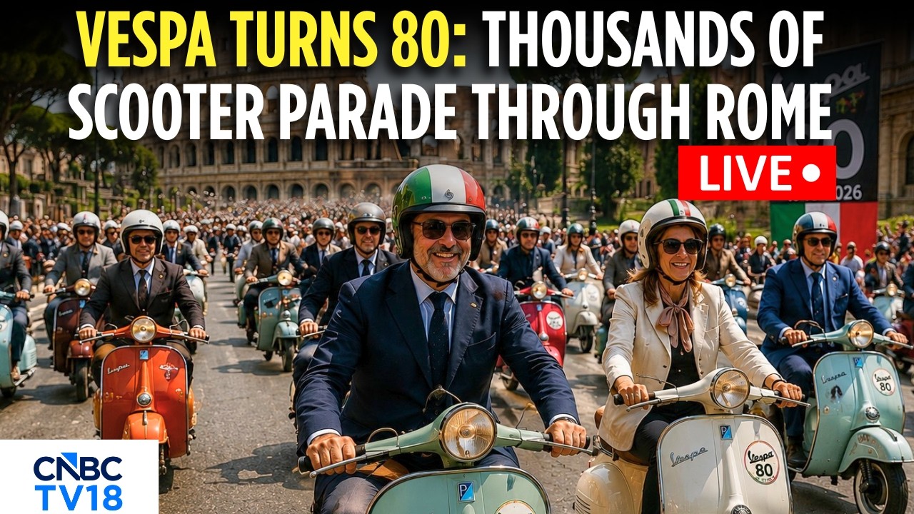 Vespa Scooters Parade LIVE | Rome Celebrates 80 Years Of Vespa With Spectacular Parade | Italy |N18G
