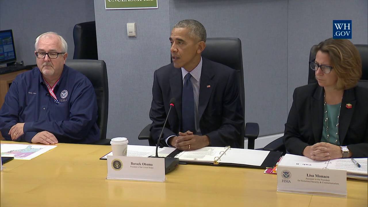 President Obama Receives a Briefing on Hurricane Matthew