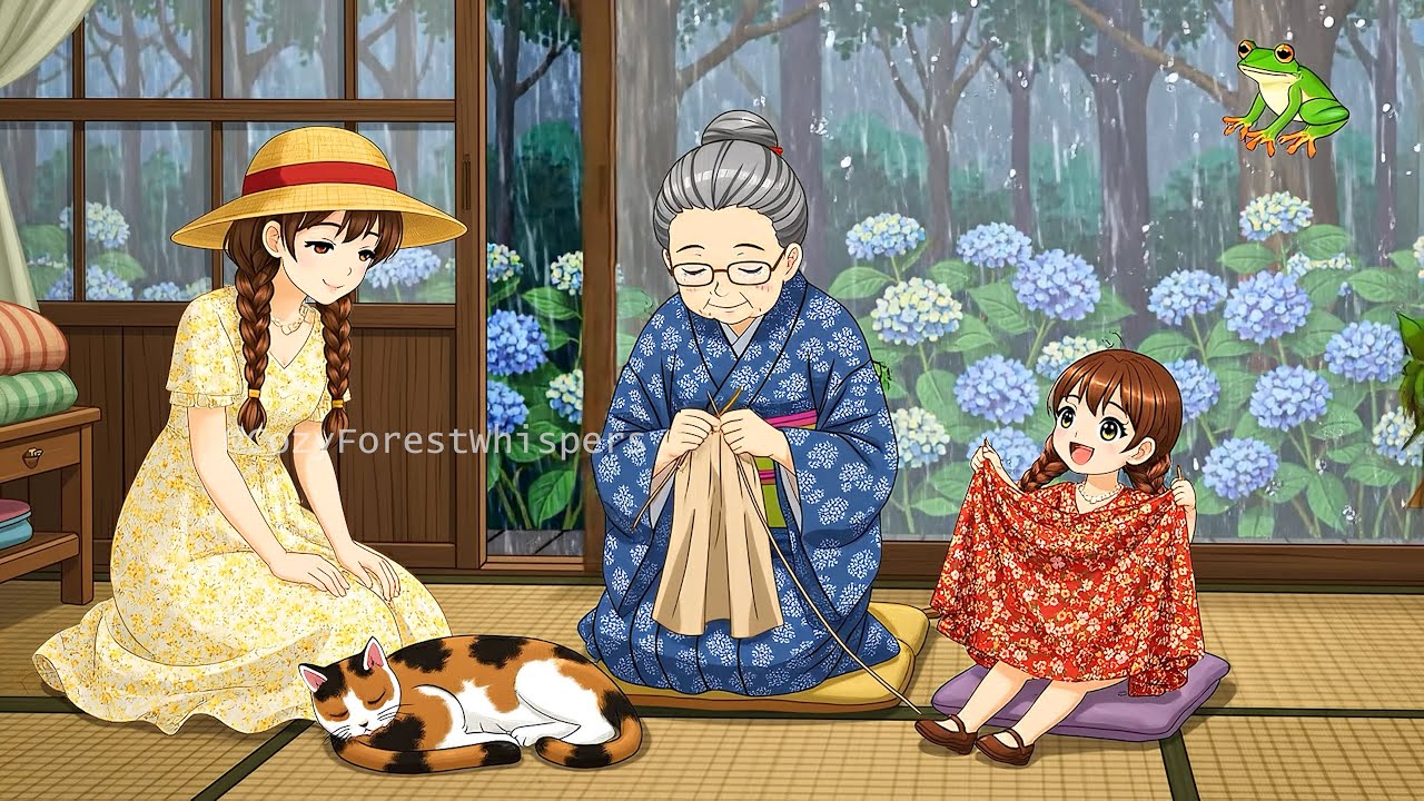 Rainy Day in the Countryside 🌧️ Cozy Family Moments & Homemade Okonomiyaki | Relaxing Anime ASMR