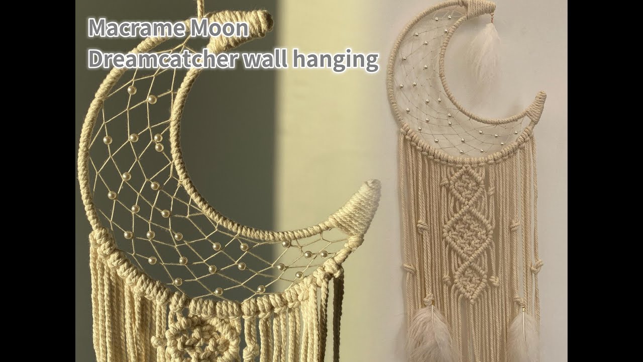 Macrame Moon Dreamcatcher wall hanging DIY Tutorial