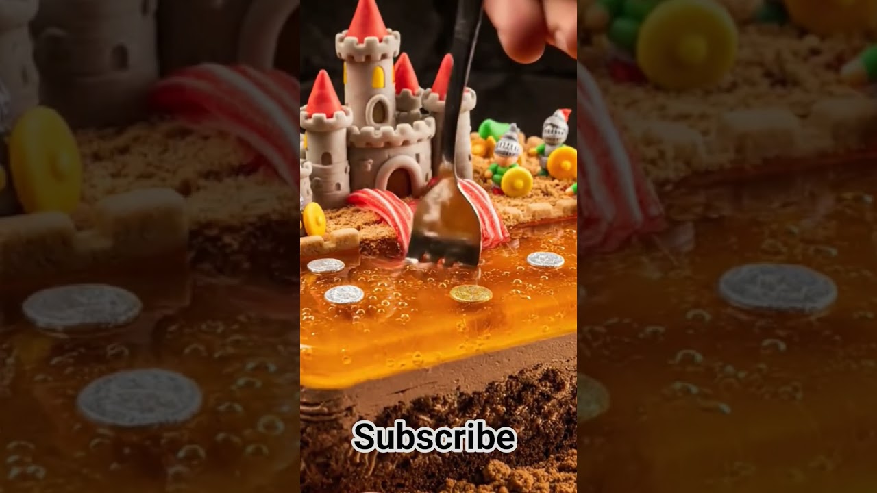 Golden Jelly Castle Under Siege | Medieval Miniature Cake ASMR ⚔️🍰 | AI Shorts Maxall
