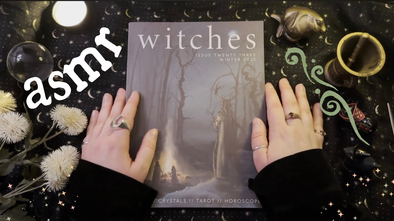 ❆ ASMR ❅ Witchy Magazine Flip Through (soft-spoken, paper sounds, tapping, tracing, page turning)