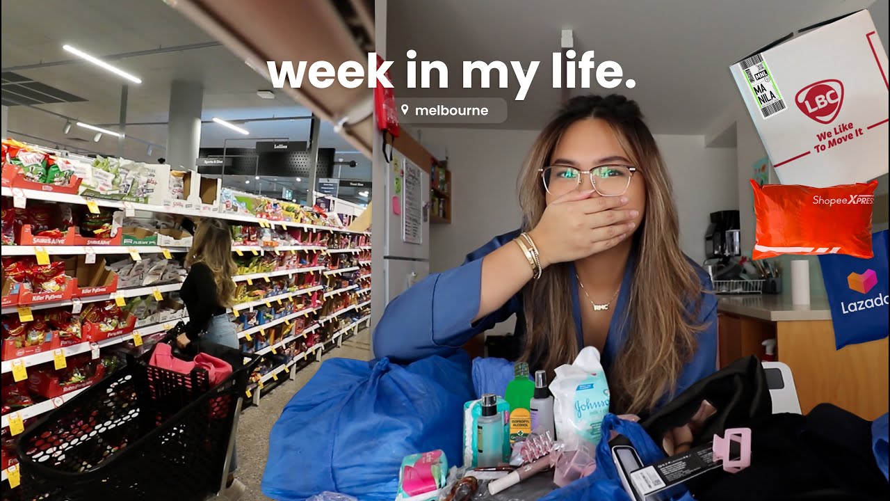 vlog • surprise philippines care package, *free* grocery haul, studying in the city