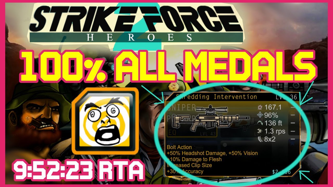 Strike Force Heroes 2 100% All Medals (9:52:23 RTA) (CW: light rage)
