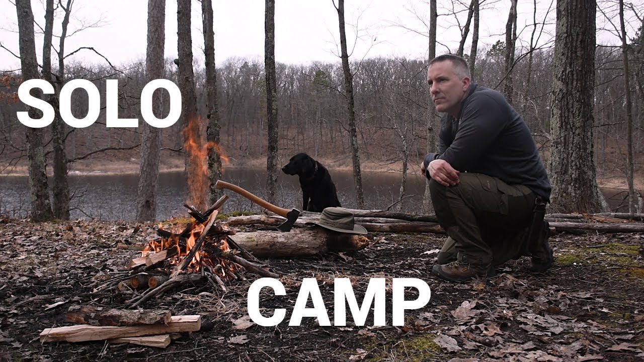 Solo Spring Tarp Camp By A Lake With My Dog