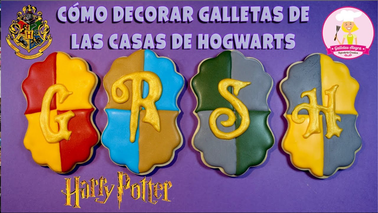 GALLETAS DE LAS CASAS DE HOGWARTS HARRY POTTER | PARA PRINCIPIANTES | ROYAL ICING | GALLETAS ALEGRA