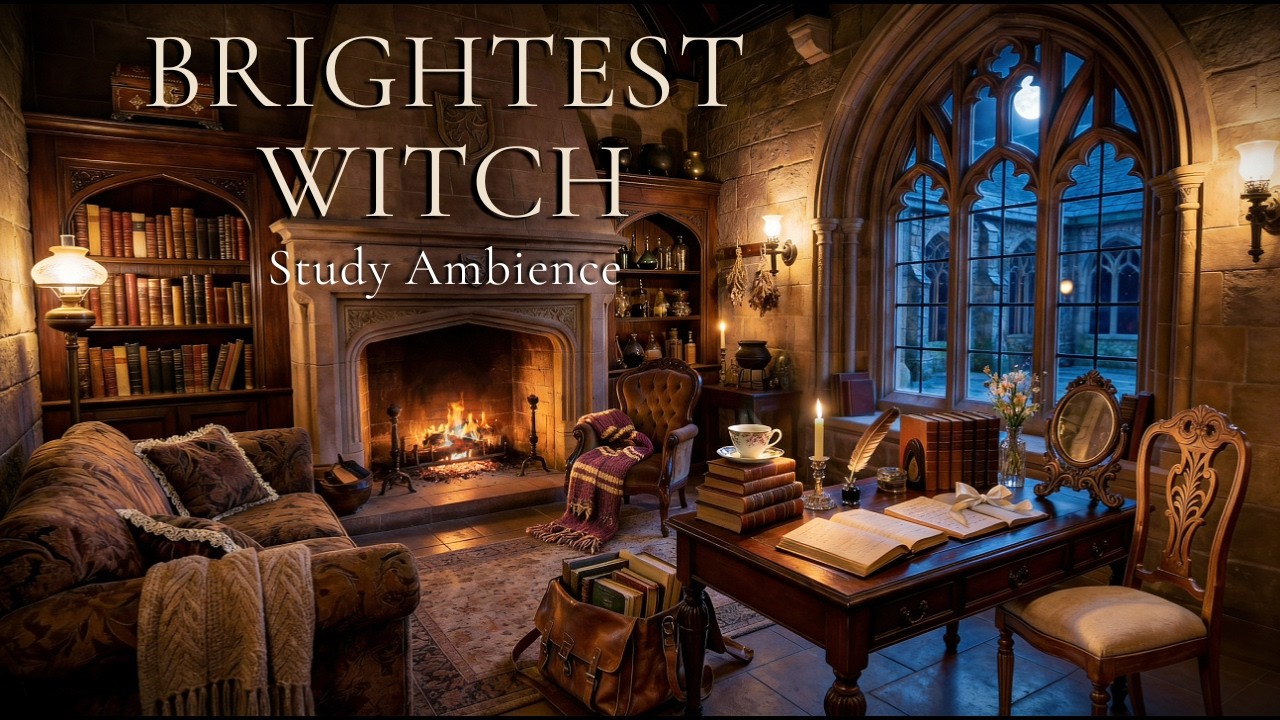 The Brightest Witch’s Secret Study Room | Cozy Midnight Fireplace Ambience (2H)
