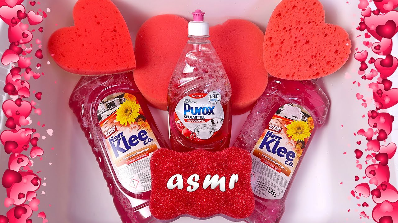 ASMR Pink on Pink 💗 Satisfying Sponge Squeezing 💝 Valentine's Day