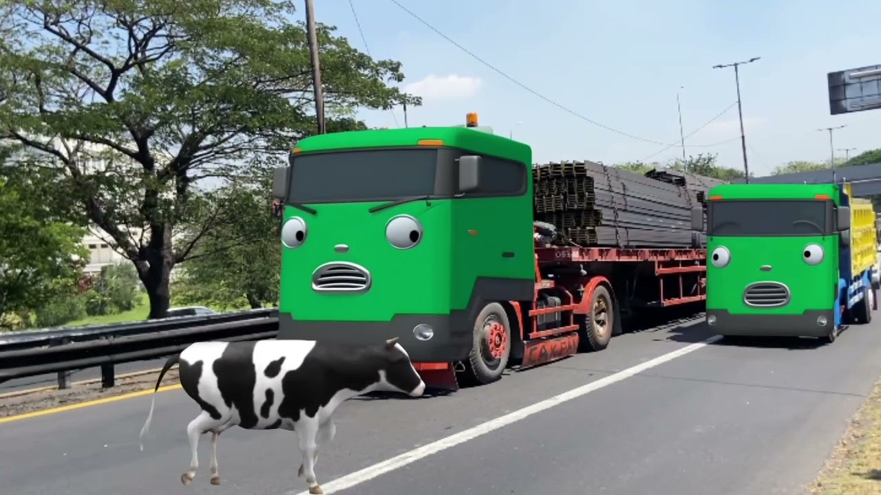 Pertunjukan Truk Tangki, Truk Kontainer Besar, Bus Telolet Mirip,Truk Besar, Frank Teman Tayo