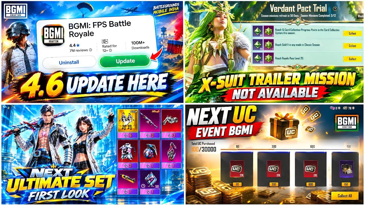 BGMI 4.6 UPDATE HERE 🤩 | NEXT UC EVENT | X-SUT TRAILER MISSION NOT AVAILABLE | ULTIMATE SET 3D LOOK 