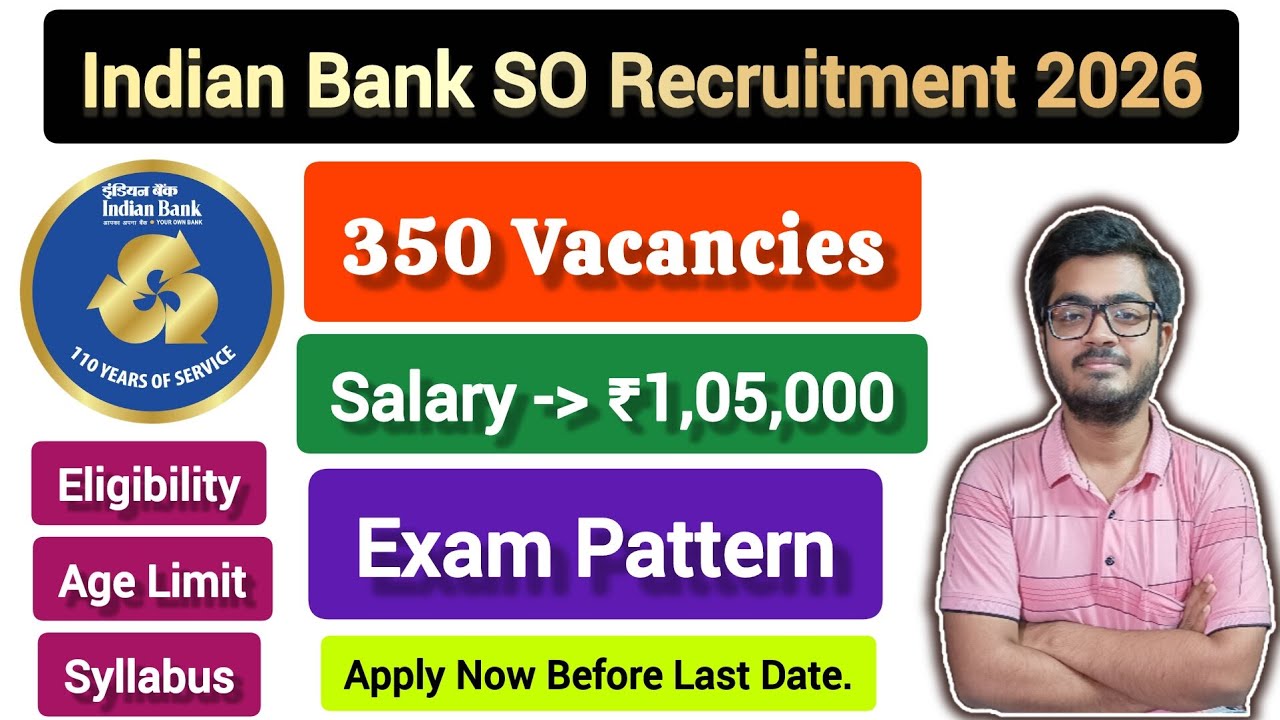 Indian Bank SO Recruitment 2026 || 350 Vacancies || ₹1 Lakh Salary || Apply Online || #viral #exam