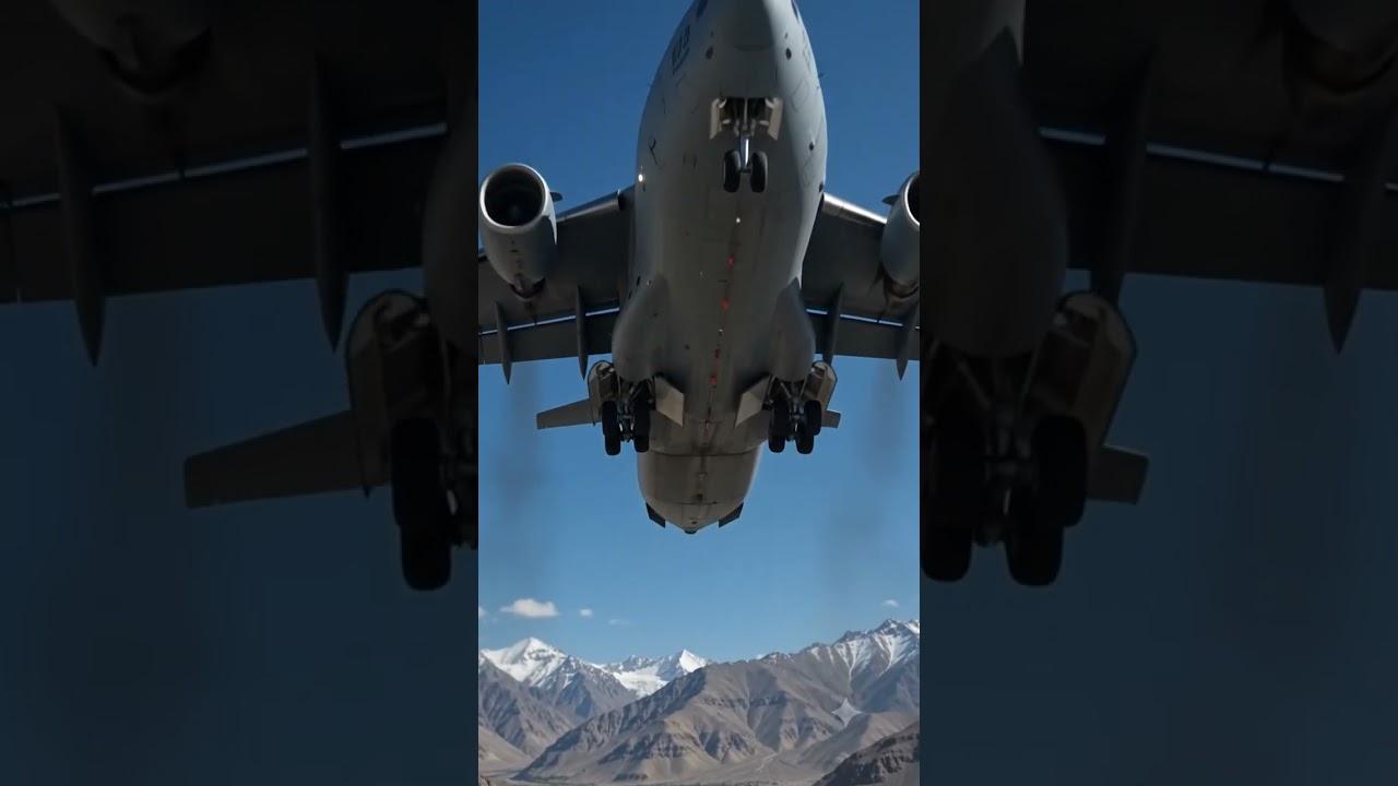 Indian Air Force's C-17 Globemaster Landing on World's Highest Air Base Leh Ladakh #iaf #jet #army